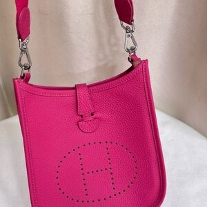 Hot Pink Quiet Luxury Leather High Quality Shoulder Bag